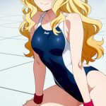 【エロ画像】ピンク金髪ロング筋肉質×美少女エロ_AI_アニメエロ画像