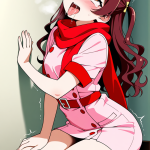 【エロ画像】深紅ロングウェーブグラマラス×アヘ顔・イキ顔_AI_アニメエロ画像
