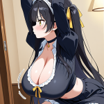 【エロ画像】黒髪セミロングロリ巨乳メイド×巨乳・爆乳_AI_アニメエロ画像
