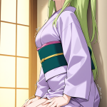 【エロ画像】ライム色ロング巨乳×アヘ顔・イキ顔_AI_アニメエロ画像