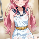 【エロ画像】ピンク髪ウェーブロング小柄むっ×お風呂・入浴_AI_アニメエロ画像