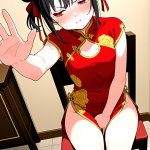 【エロ画像】黒髪お団子むっちり小柄×オナニー・自慰_AI_アニメエロ画像