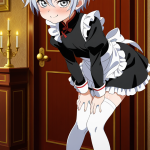 【エロ画像】白髪刈り上げショートロリ×メイド服_AI_アニメエロ画像