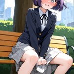 【エロ画像】紫髪ボブむっちり小柄×野外露出_AI_アニメエロ画像