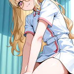 【エロ画像】白髪ウェーブロング小柄むっちり×ナース服_AI_アニメエロ画像