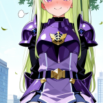 【エロ画像】ライム色ロング貧乳小柄×野外露出_AI_アニメエロ画像