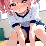【エロ画像】桜色ロールツインテールむっちり×体操服・ブルマ_AI_アニメエロ画像