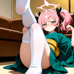 【エロ画像】ピンク髪ロールツインテール貧乳×足コキ_AI_アニメエロ画像