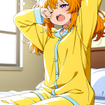 【エロ画像】オレンジツインテール長身スレン×寝起き・パジャマ_AI_アニメエロ画像