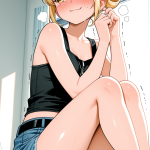 【エロ画像】金髪アップ貧乳小柄×おしっこ・放尿_AI_アニメエロ画像