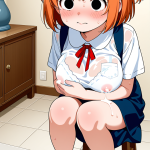 【エロ画像】オレンジショート貧乳ロリ×授乳・母乳_AI_アニメエロ画像