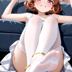 【エロ画像】茶髪くせ毛ショート細身長身×足コキ_AI_アニメエロ画像