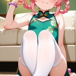 【エロ画像】桜色ツインおさげロリ体型×足コキ_AI_アニメエロ画像