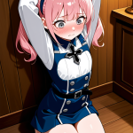 【エロ画像】桜色ロールツインテール貧乳×手縛り・拘束_AI_アニメエロ画像