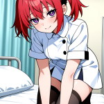 【エロ画像】赤髪刈り上げショートグラマラス×ナース服_AI_アニメエロ画像