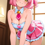 【エロ画像】ピンク外ハネボブ巨乳魔法少女×ニーソ・絶対領域_AI_アニメエロ画像