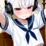 【エロ画像】白髪刈り上げショートグラマラス×貧乳・微乳_AI_アニメエロ画像