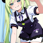 【エロ画像】ライム色セミロング背高スレンダ×ナース服_AI_アニメエロ画像