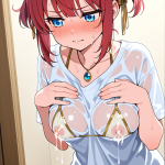 【エロ画像】赤髪お団子貧乳長身×授乳・母乳_AI_アニメエロ画像