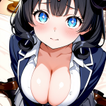 【エロ画像】黒髪セミロング内巻きロリ×パイズリ_AI_アニメエロ画像