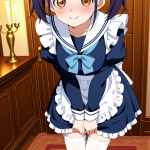 【エロ画像】紫髪ツインテール巨乳×メイド服_AI_アニメエロ画像