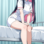 【エロ画像】グレーウェーブロンググラマラス×ナース服_AI_アニメエロ画像