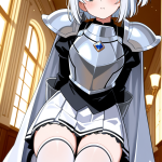 【エロ画像】白髪外ハネボブグラマラス×ニーソ・絶対領域_AI_アニメエロ画像