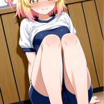 【エロ画像】グラデピンク髪サイドテール細身×体操服・ブルマ_AI_アニメエロ画像