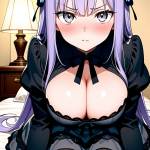 【エロ画像】紫髪ロングストレート巨乳×パイズリ_AI_アニメエロ画像