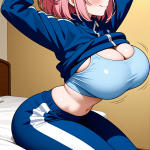 【エロ画像】マゼンタショート高身長スレンダ×巨乳・爆乳_AI_アニメエロ画像