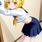 【エロ画像】金髪外ハネボブ長身スレンダー×貧乳・微乳_AI_アニメエロ画像