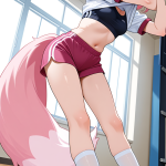 【エロ画像】桜色サイドテール細身長身×体操服・ブルマ_AI_アニメエロ画像