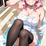 【エロ画像】ピンク髪セミロング巨乳むっちり×お風呂・入浴_AI_アニメエロ画像