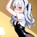 【エロ画像】銀髪セミロング巨乳天使×貧乳・微乳_AI_アニメエロ画像