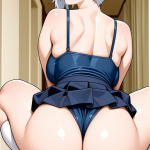 【エロ画像】銀髪ショート巨乳むっちり×バック・後背位_AI_アニメエロ画像