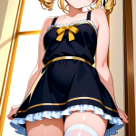 【エロ画像】金髪サイドテールむっちり×ニーソ・絶対領域_AI_アニメエロ画像