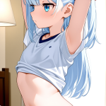 【エロ画像】白髪セミロング貧乳小柄×貧乳・微乳_AI_アニメエロ画像