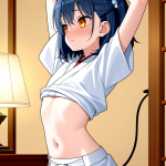 【エロ画像】水色サイドテール背高スレンダー×貧乳・微乳_AI_アニメエロ画像