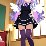 【エロ画像】紫髪内巻きセミロングロリ×ニーソ・絶対領域_AI_アニメエロ画像