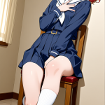 【エロ画像】赤髪刈り上げショート細身×オナニー・自慰_AI_アニメエロ画像