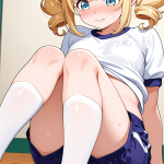 【エロ画像】金髪ツインテールグラマラス×体操服・ブルマ_AI_アニメエロ画像