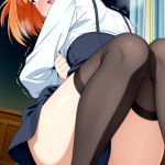 【エロ画像】オレンジ髪外ハネボブむっちり×美少女エロ_AI_アニメエロ画像