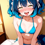 【エロ画像】水色髪サイドテール貧乳長身×アヘ顔・イキ顔_AI_アニメエロ画像