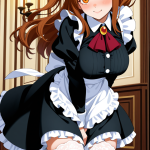 【エロ画像】茶髪ハーフアップ巨乳ゴシック×メイド服_AI_アニメエロ画像