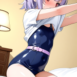 【エロ画像】紫髪サイドテールむっちり×貧乳・微乳_AI_アニメエロ画像