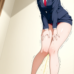 【エロ画像】銀髪くせ毛ショートむっちり×おしっこ・放尿_AI_アニメエロ画像