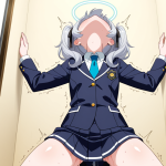 【エロ画像】銀髪内巻きセミロング制服×潮吹き_AI_アニメエロ画像