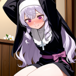 【エロ画像】マゼンタセミロング貧乳小柄×手縛り・拘束_AI_アニメエロ画像