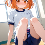 【エロ画像】オレンジアップスタイル猫耳娘×体操服・ブルマ_AI_アニメエロ画像