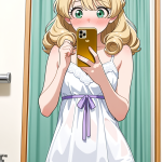 【エロ画像】金髪ハーフアップむっちり×鏡越し_AI_アニメエロ画像